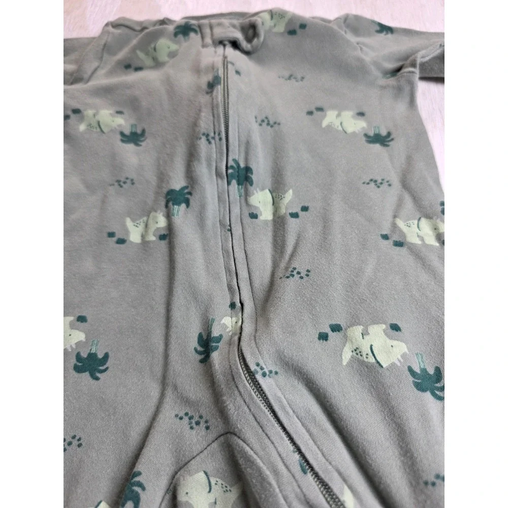 Carters Baby Boy Triceratops Dinosaur Footed Sleeper Pajamas Sage Green 3M Zip